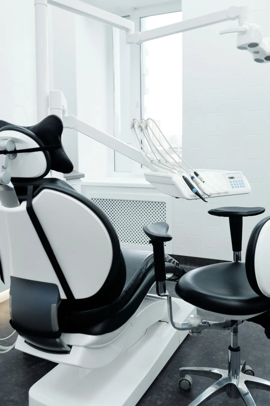 Modern dental treatment chair and instruments